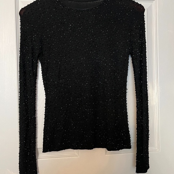 Black beaded long sleeved blouse - Picture 1 of 2
